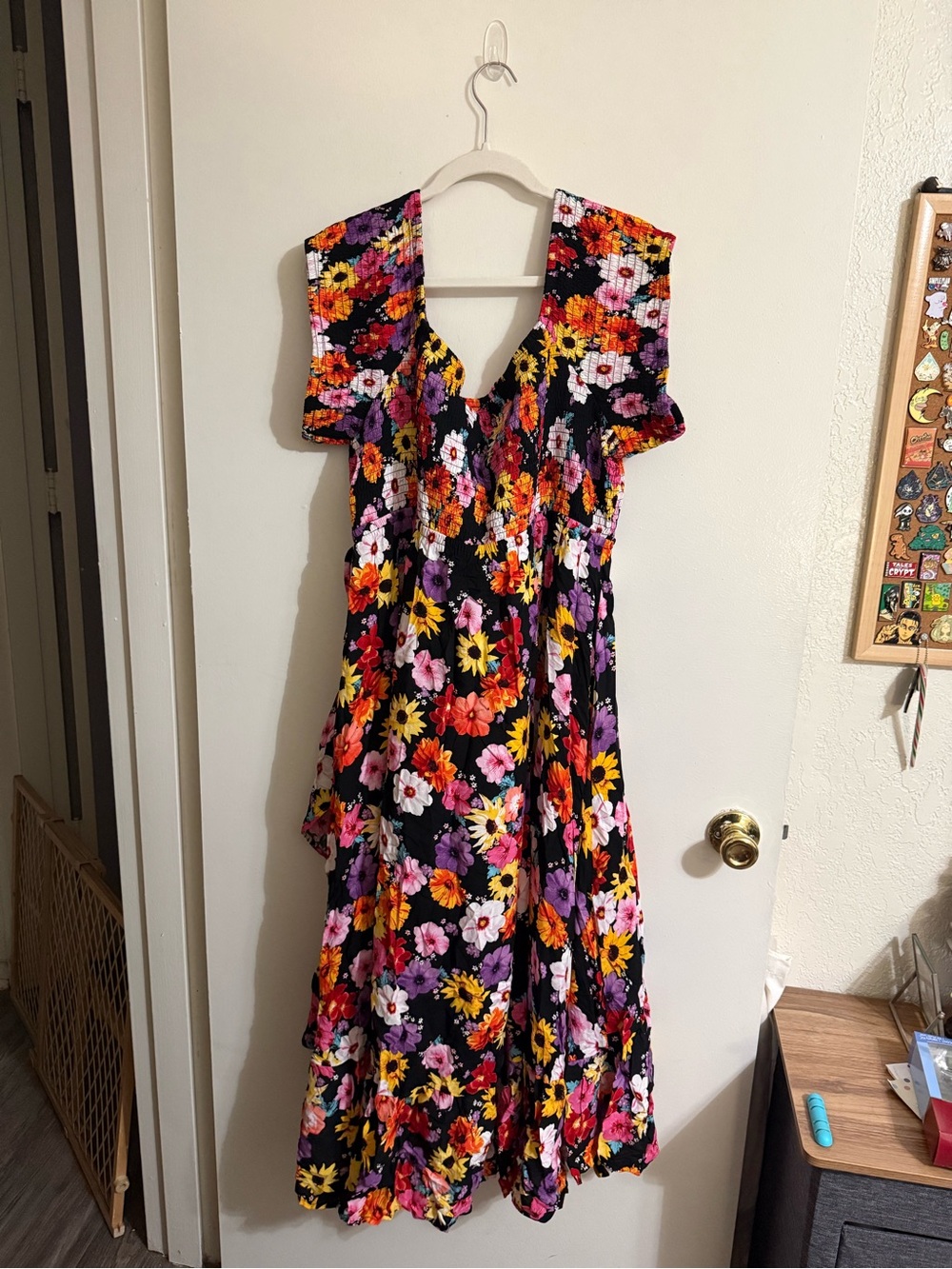 torrid Black Floral Maxi Dress with Yellow, Pink & Orange Blooms